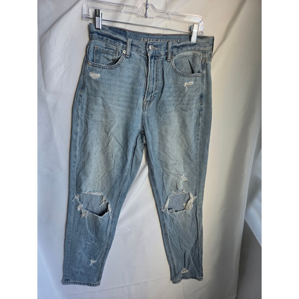 American Eagle Mom Jean Womens Short Light Blue Light Wash Relaxed High Tapered